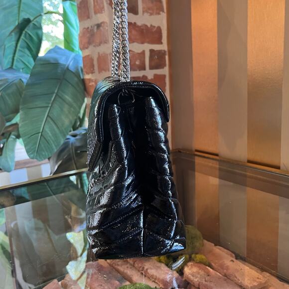 SAINT LAURENT Loulou Medium Black Patent Y Quilted Monogram Chain Shoulder Bag - Picture 4 of 16